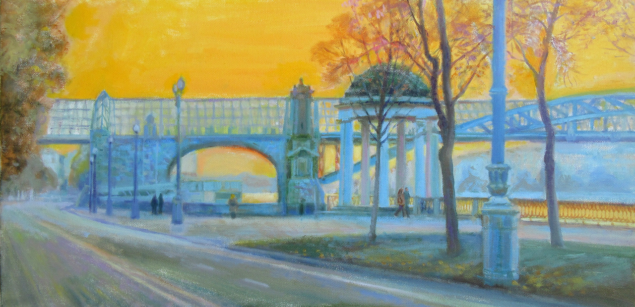 Картина Закат на набережной в Парке Горького