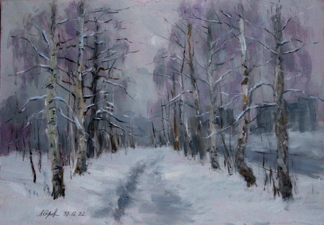 Картина Аллея зимой