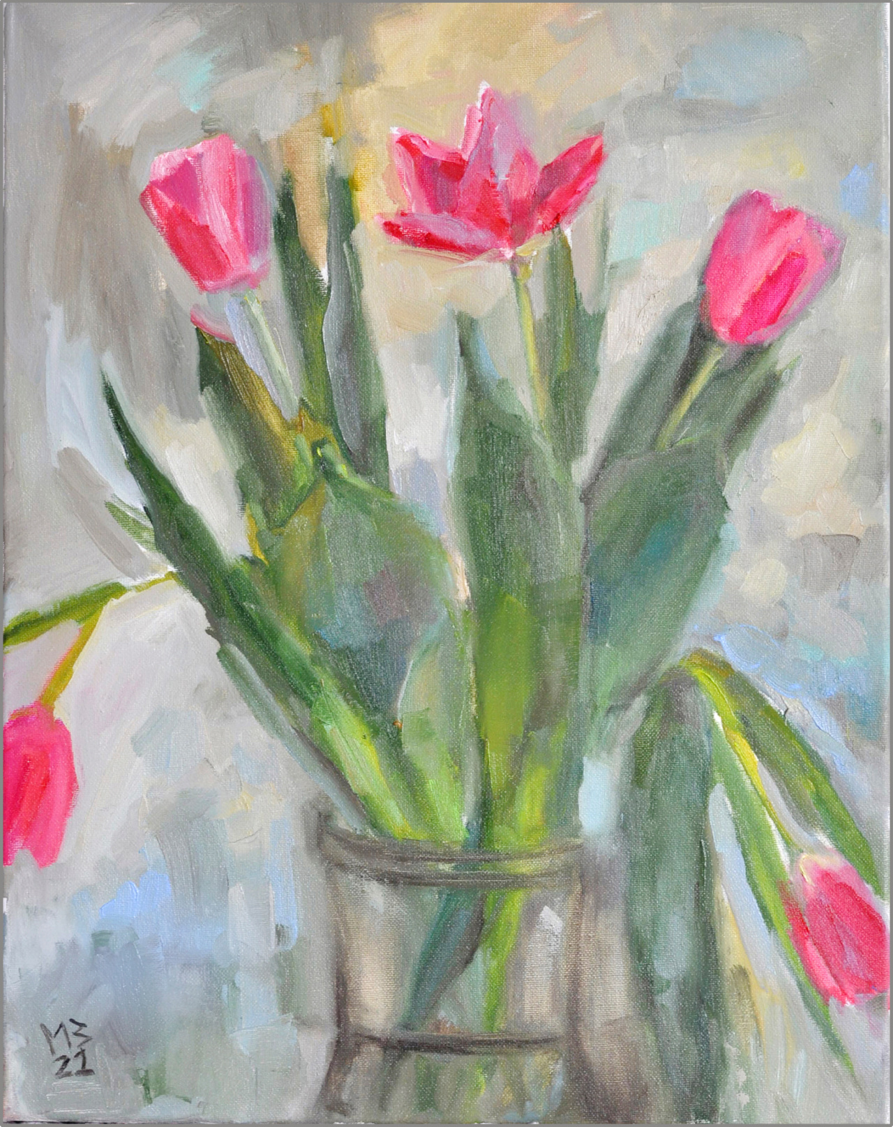 Картина  8 Мартовские тюльпаны  в вазе  