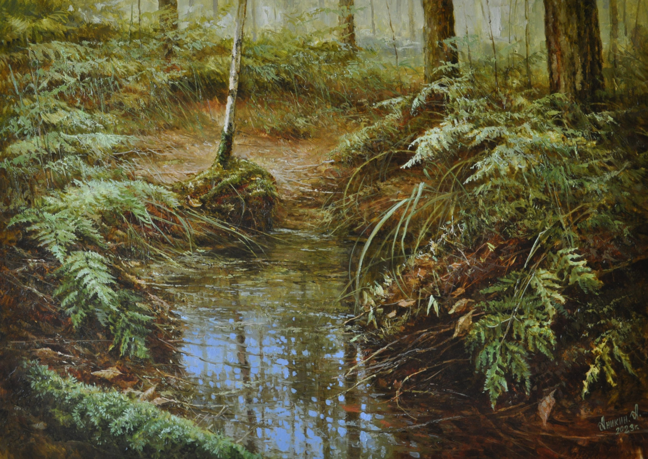 Картина У лесного ручья