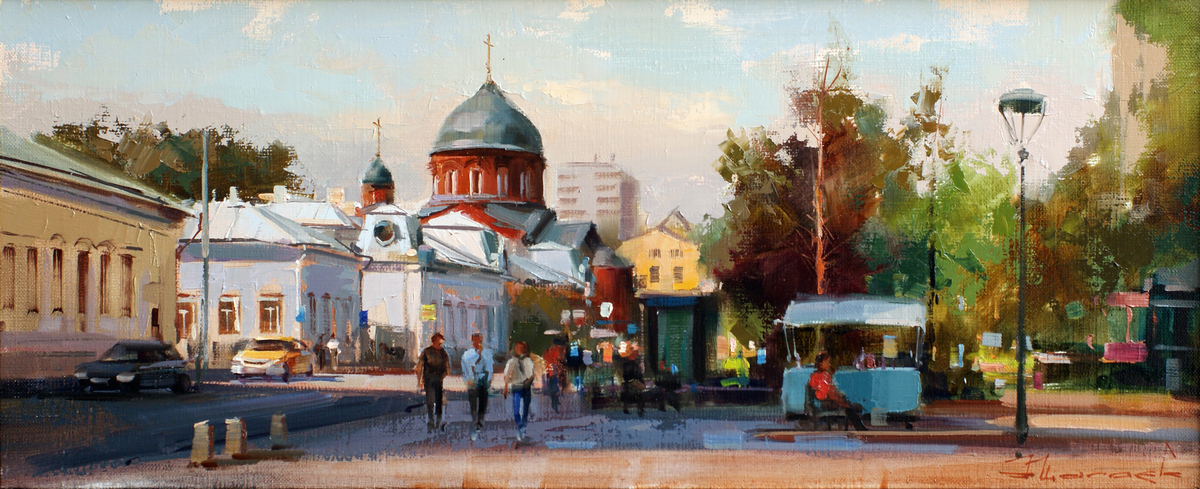 Картина По Новокузнецкой. Особняк Бачуриной