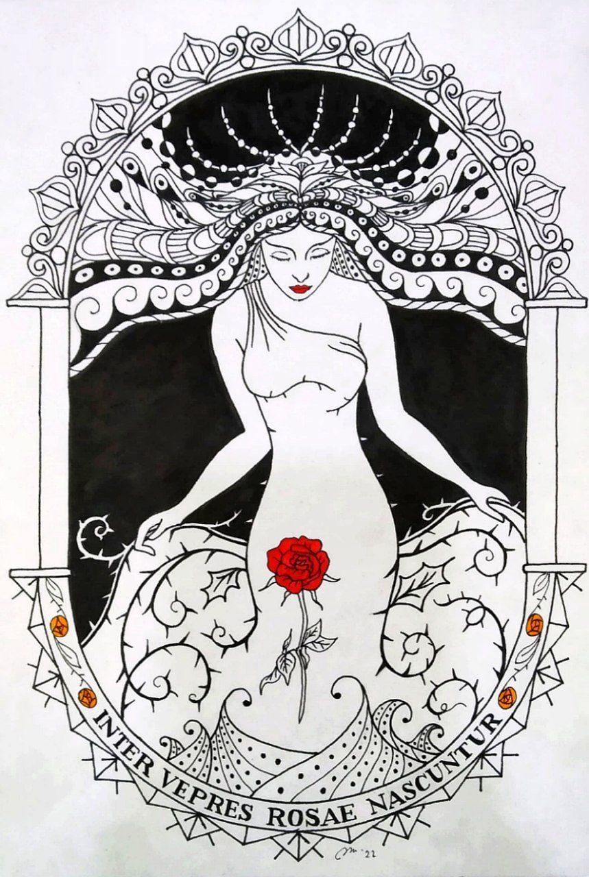 Картина "Inter vepres rosae nascuntur" — И среди терновника растут розы (латынь)