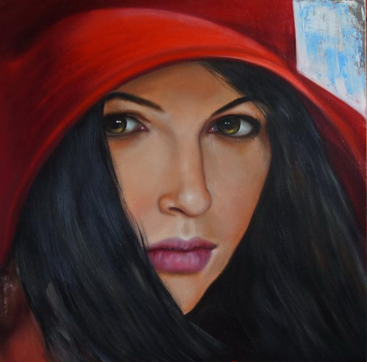 Картина Девушка в красной шляпе